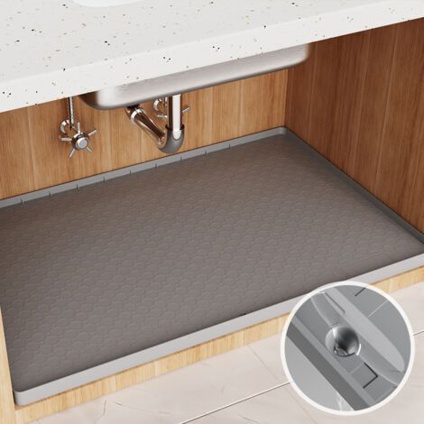 Tapis d'évier imperméables, revêtements d'armoires de cuisine et de salle de bain 8655 cm, protections d'étagères en silicone, organisateurs d'armoires de cuisine et bacs d'égouttage (1/3)