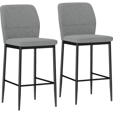 Taburetes de bar, asientos tapizados, robusta construcción de madera, color gris. (1/5)
