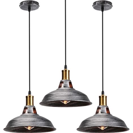– Lustre rétro industriel E27 27cm – Fer anti-corrosion – Longueur câble 100cm – Compatible ampoules LED et halogènes (1/5)