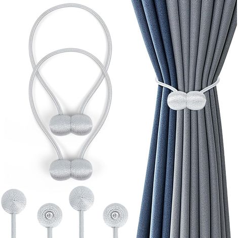 D'embrasses de Rideaux, 2 Embrasse Rideau Magnétiques Attaches Rideau, Attaches de Rideau Support Attaches, Rideaux Embrasses à Rideaux Attaches de Rideaux pour Décoration de Maison Bureau, Gris