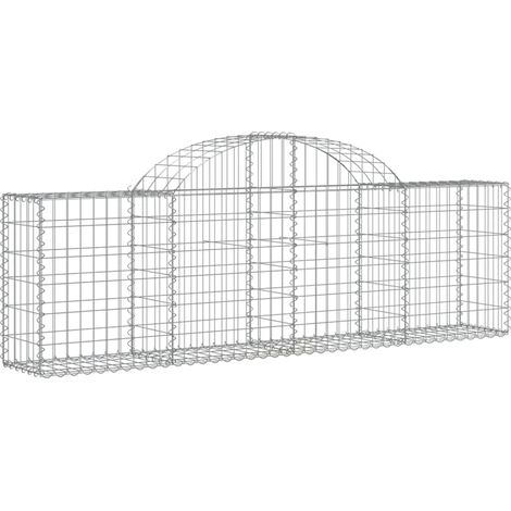 Cerca de jaula de gaviones muro de contención arqueado 200 x 30 x 60/80 cm hierro galvanizado Plata 020040014