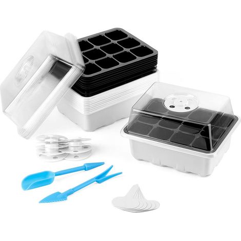 Kit de culture en serre d'intérieur à 12 trous, plateau de semis, boîte de pépinière, plateau de germination pour la culture des plantes (1/5)