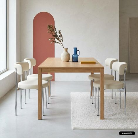 sweeek - Lot de 4 chaises rondes vintage acier chromé et simili cuir blanc cassé - Lola (1/5)