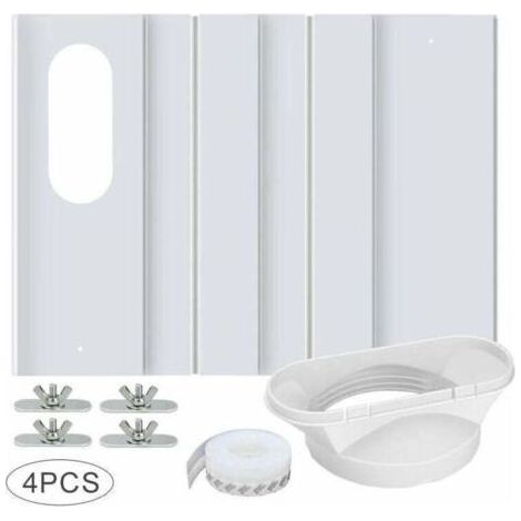 Kit de Fenêtre pour Climatiseur Portable, avec Coupleur Universel Panneau en PVC Renforcé Réglable Joint de Fenêtre Kit d'Aération de Fenêtre AC pour Coulissante pour 10cm Tuyau d'Échappement (1/4)
