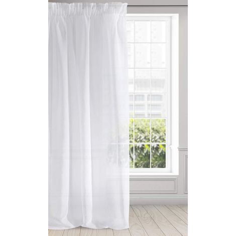 Rideau Voilage à Galon Fronceur - 1 pièce. Semi-Transparent Rideau, Draperies, Décorations d'intérieur de Fenêtre de Salon, Chambre, Cuisine, 140x270 cm, Blanc (1/5)