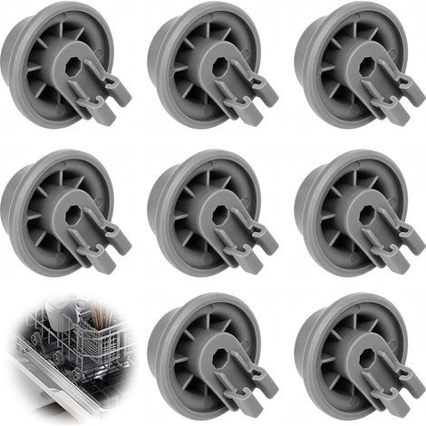Roulette Lave Vaisselle pour Panier Inférieur, Lot de 8 Basket Roller Universel Haute Résistance, Compatible avec Bosch & Siemens, Réparation Rapide du Panier de Lave-Vaisselle Couvert, Modèle 165314 (1/5)