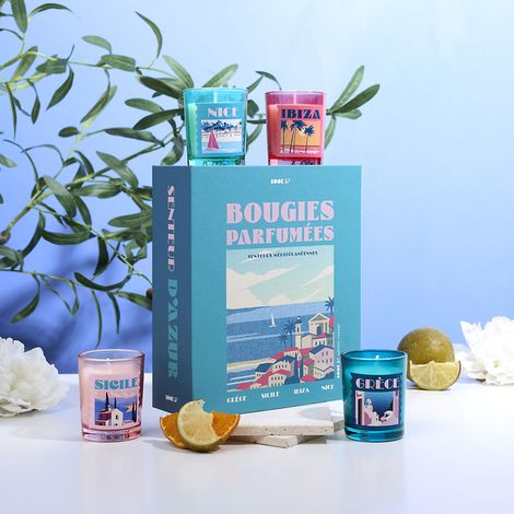 Coffret De 4 Bougies - Home Deco Factory - Parfumées - Voyage - Multicolore