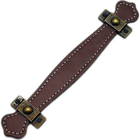 6 Pièces Poignées Tiroir Cuir 128mm Poignée de Valise Vintage Poignée pour Meuble Armoire avec Vis Marron (1/3)
