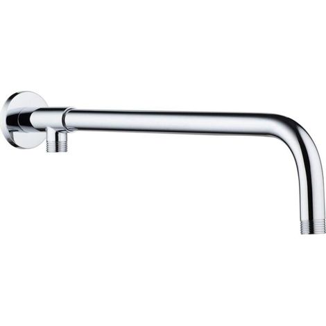 Bras de pommeau de douche chromé poli avec support en laiton à fixation murale 48 cm en acier inoxydable pour pommeau de douche fixe