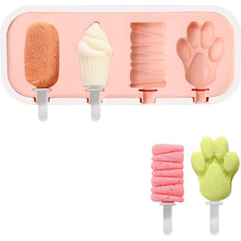 Moules à glace, moules à glace avec bâtonnets, moules à glace à 4 cavités, glaces à faire soi-même (1/5)
