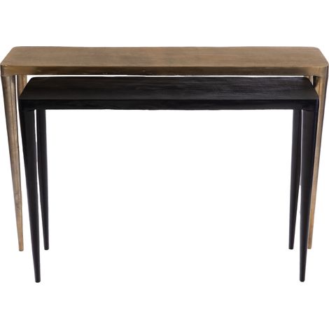Amadeus - Lot de 2 consoles effilées en aluminium noir et doré L100 cm (1/3)