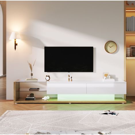mobile tv 170 cm LED vetro bianco lucido salvaspazio OKMYHOME (1/5)
