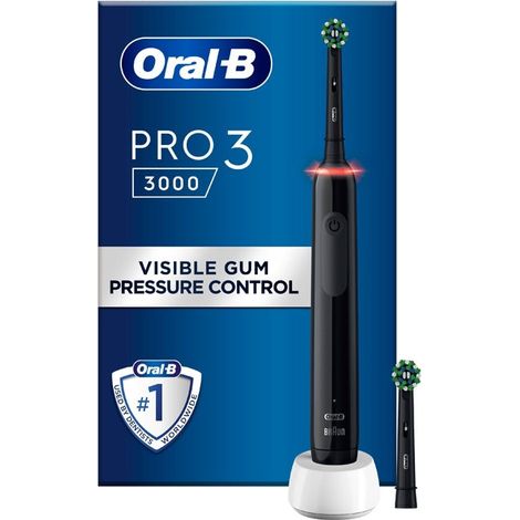 Braun Oral-B PRO 3 3000 mit 2 CrossAction Aufsteckbürsten, schwarz (1/5)