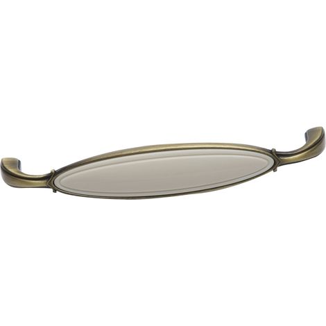 Griff Anaheim Schubladengriff 128 mm ZN/Kunststoff altmessing brüniert/beige