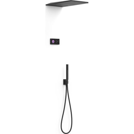 TRES 09288308NM SHOWER TECHNOLOGY Kit Grifo Termostático Electrónico Empotrado 3 Vías Shower Technology para Ducha Negro Mate - ref: 09288308NM (1/2)