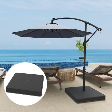Poids de Base pour Socle de Parasol, Remplissable au Sable, 89x89x10,5cm, HDPE Noir, pour Stabilité Maximale du Support
