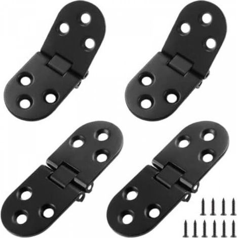 Lot de 4 charnières de table pliantes robustes, noires, en alliage de zinc, pour machine à coudre, avec vis de montage (7,9 x 3 cm) (1/5)