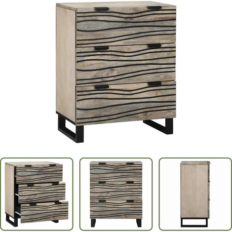Buffet rustique - Buffet Blanc 60 x 33.5 x 75 cm Bois de manguier massif (1/5)
