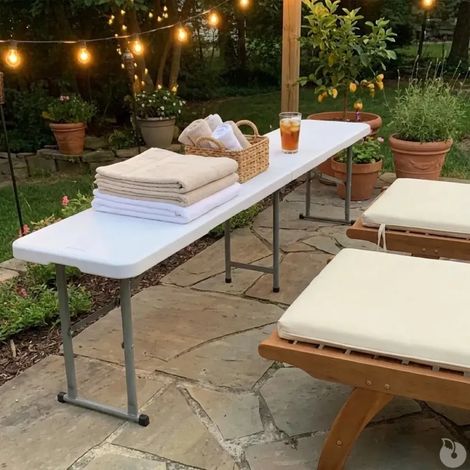 Banc de jardin pliable blanc 180 X 27 X 43 cm 3 personnes