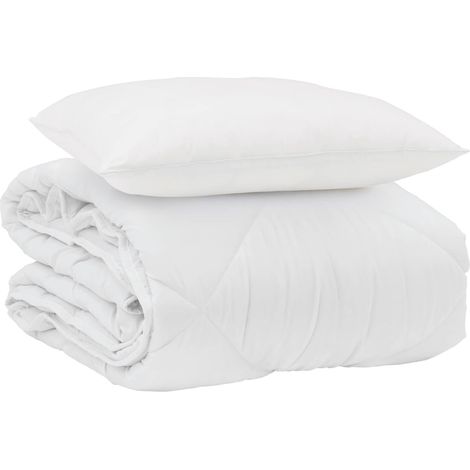Duvet d'été simple avec oreiller 2 pcs Blanc Microfibre (1/5)