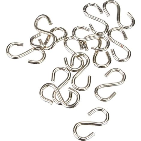 Packung 100 gleiche S-Haken, verzinkter Stahl, Durchm. 34 mm, Öffnung 9 mm, Aufhängung, wirtschaftlich, einfache Befestigung, schnelle Anwendung, S-förmiger Haken (1/4)