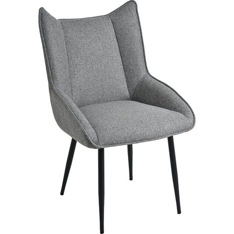 Bon Furni Silla de comedor tapizada en tela gris paloma, juego de 1