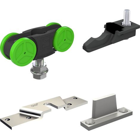 Slid'Up By Mantion – Kit pour 1 porte coulissante supplémentaire – Compatible SLID'UP 1100 – Charge jusqu'à 40 kg – Inclus : montures, platines, butées, guide, visserie