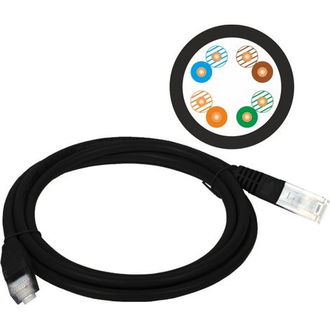 Cavo di collegamento U/UTP cat.5e PVC 1,0m nero ALANTEC