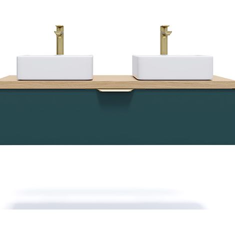 Meuble de salle de bain suspendu 2 vasques à poser 120cm 1 tiroir Bleu - Venice (1/5)