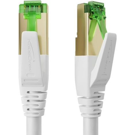 Câble Ethernet Cat 7-0,5m-Câble Réseau,LAN/RJ45 de 10 Gigabits-Disponible en 0,25-30m (approprié pour les réseaux à Couleur:Blanc (1/5)
