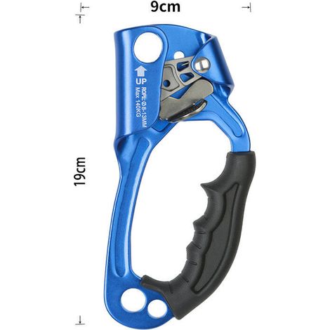 Certified hand climber, arborist, abseiling equipment, rope clamp for 812 mm rope - blue [right hand].
