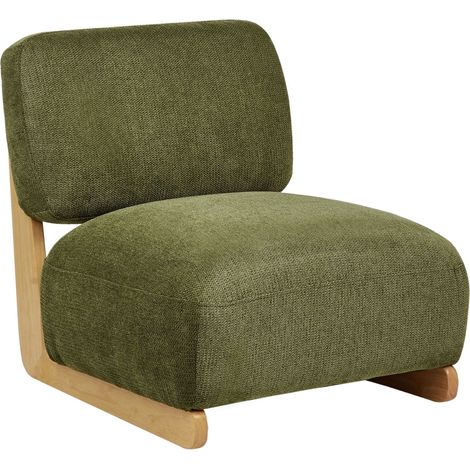 Poltrona Retro Senza Braccioli con Gambe in Legno Massello e Rivestimento in Tessuto Verde Kokkola