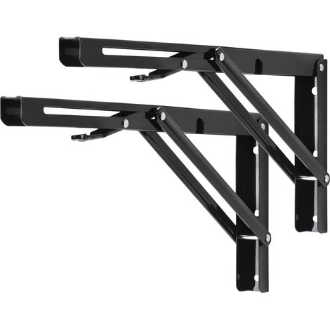 Soporte plegable para estantes de 350 mm, soporte angular plegable de alta resistencia, color negro. (1/5)