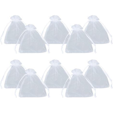100pcs White Organza Pouches 10x12cm Transparent Organza Bags with Drawstring for Small Items, Gifts, Jewelry Packaging and Organization (1/5)