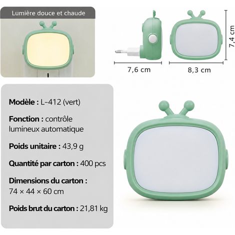 Veilleuse LED murale bleue à capteur crépusculaire prise EU 412 réf 1262 7,7 × 8 × 7,74 cm 100 g – Livraison gratuite