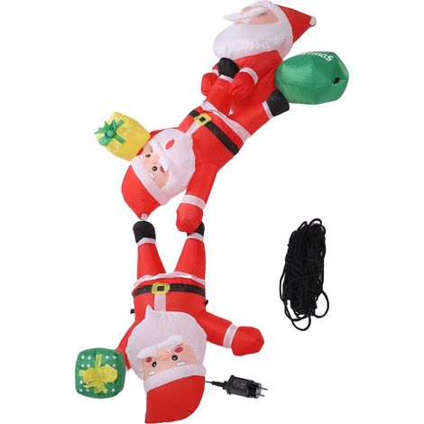 Père Noël Gonflable Escalade 3 Sujets 2,5m LED IP44 Polyester Imperméable (1/5)