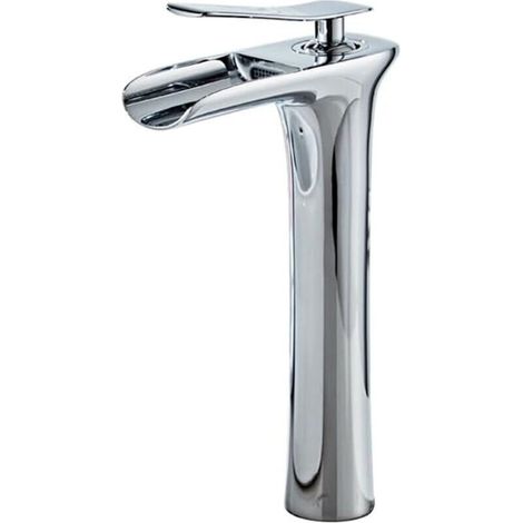 Rubinetto per lavabo in ottone massiccio, miscelatore monocomando acqua calda/fredda, montaggio su piano, finitura argento – Design di alta gamma