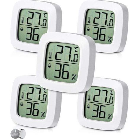 5 Pièces Thermomètre Hygromètre Interieur Numérique,Indicateur du Niveau de Confort,Petit Thermomètre Hygromètre Digital à Haute Précision,Thermomètre Chambre Bébé pour Salon entrepôt Chambre (1/4)