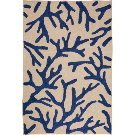Tapis à Motifs Coraux "Océania" 120x170cm Bleu