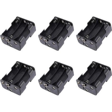 Six porte-piles AA 1,5 V à ressort double face (noir) (1/5)