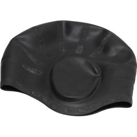 Bonnet de bain en silicone noir protection oreilles 3D ergonomique imperméable natation bain (1/5)
