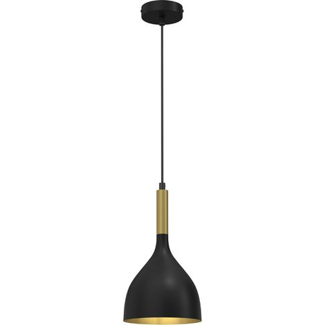 Suspension métal Noak noir/or Ø17cm E27 15W Luminex