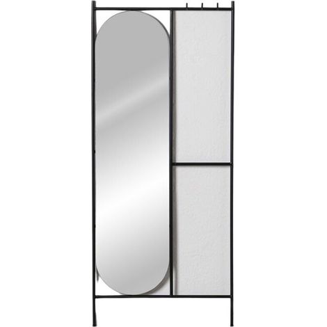 Porte-manteau sur pied noir fer miroir 70 x 4 x 160,5 cm