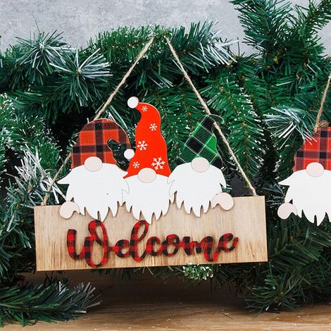 Willkommensschild mit Gartenzwerg aus Holz, Willkommensschild mit Gartenzwerg für Weihnachtsdekoration (1/5)