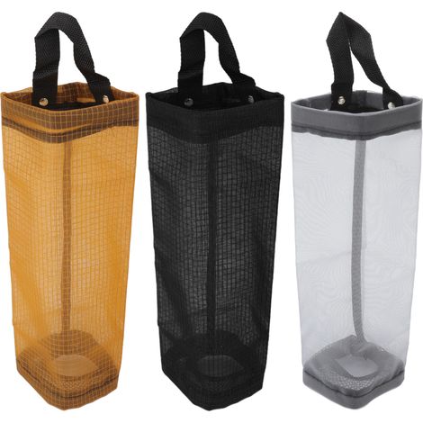 Porte-sac de courses transparent grande capacité en polyester durable, gain de place pour cuisine jaune