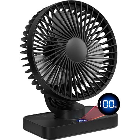 Automatic oscillating fan, portable silent desktop fan, powerful 5-speed fan, USB interface (black) (1/5)