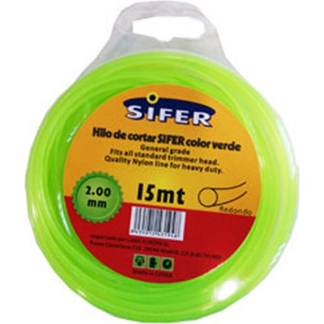 Filo Per Decespugliatore Tondo Verde Sifer 2,00 mm x 15 m