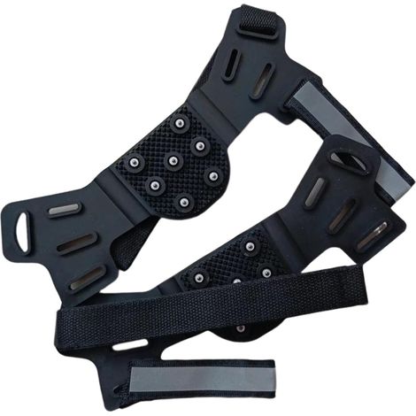 7 crampons avec poignées de traction réglables et antidérapantes - Avec bandes réfléchissantes - Pour l'extérieur, les trajets d'hiver, la randonnée, l'alpinisme (1/5)