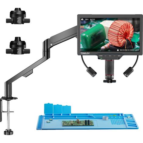 Microscopio digital, pantalla de 7 pulgadas, aumento de 1500X a 3000X, salida de vídeo HDMI, certificación CE, imagen 3D. (1/5)