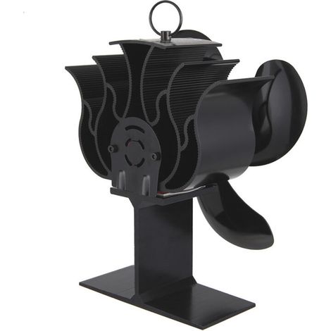 Ventilatore a 4 pale per caminetto/stufa a legna - Ventilatore ecologico ed efficiente (nero)